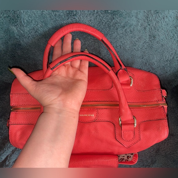 DIMONI Salmon Leather Large Satchel Two Way with Removable Crossbody Strap EUC - Picture 4 of 16